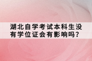 湖北自學考試本科生沒有學位證會有影響嗎？
