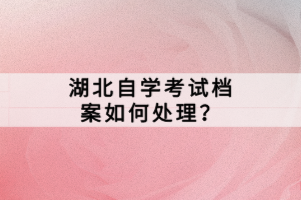 湖北自學(xué)考試檔案如何處理？