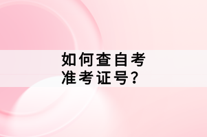 如何查自考準(zhǔn)考證號？