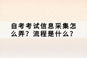 自考考試信息采集怎么弄？流程是什么？