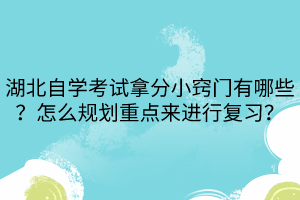 湖北自學(xué)考試拿分小竅門有哪些？怎么規(guī)劃重點來進行復(fù)習(xí)？