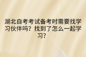 湖北自考考試備考時(shí)需要找學(xué)習(xí)伙伴嗎？找到了怎么一起學(xué)習(xí)？