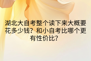 湖北大自考整個(gè)讀下來大概要花多少錢？和小自考比哪個(gè)更有性價(jià)比？