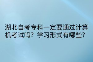 湖北自考?？埔欢ㄒㄟ^計(jì)算機(jī)考試嗎？學(xué)習(xí)形式有哪些？  