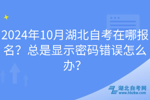 2024年10月湖北自考在哪報(bào)名？總是顯示密碼錯(cuò)誤怎么辦？