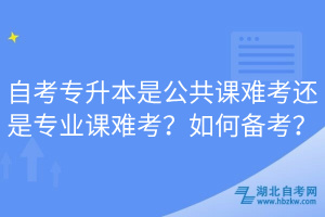 自考專升本是公共課難考還是專業(yè)課難考？如何備考？