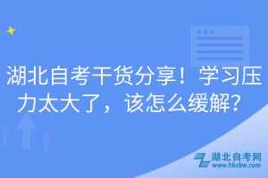 湖北自考干貨分享！學(xué)習(xí)壓力太大了，該怎么緩解？