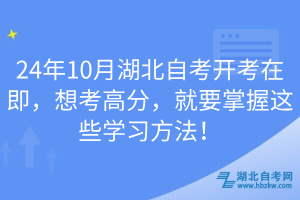 24年10月湖北自考開考在即，想考高分，就要掌握這些學(xué)習(xí)方法！