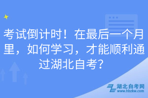 考試倒計(jì)時(shí)！在最后一個(gè)月里，如何學(xué)習(xí)，才能順利通過(guò)湖北自考？