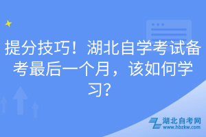 提分技巧！湖北自學(xué)考試備考最后一個(gè)月，該如何學(xué)習(xí)？