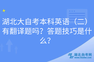 湖北大自考本科英語（二）有翻譯題嗎？答題技巧是什么？