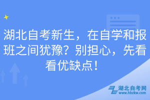 湖北自考新生，在自學(xué)和報班之間猶豫？別擔(dān)心，先看看優(yōu)缺點(diǎn)！