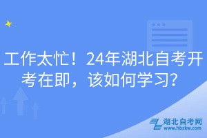 工作太忙！24年湖北自考開考在即，該如何學習？