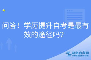 問答！學(xué)歷提升自考是最有效的途徑嗎？
