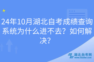 24年10月湖北自考成績查詢系統(tǒng)為什么進不去？如何解決？