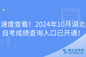 速度查看！2024年10月湖北自考成績(jī)查詢(xún)?nèi)肟谝验_(kāi)通！