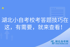 湖北小自考?？即痤}技巧在這，有需要，就來查看！