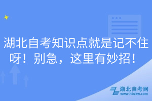 湖北自考知識點就是記不住呀！別急，這里有妙招！