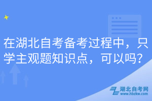 在湖北自考備考過程中，只學主觀題知識點，可以嗎？