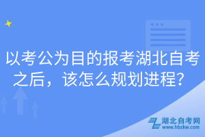 以考公為目的報考湖北自考之后，該怎么規(guī)劃進程？