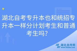湖北自考專升本也和統(tǒng)招專升本一樣分計(jì)劃考生和普通考生嗎？