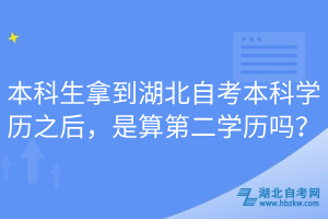 本科生拿到湖北自考本科學歷之后，是算第二學歷嗎？