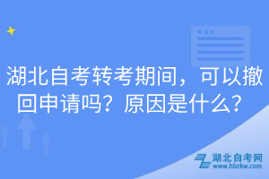 湖北自考轉(zhuǎn)考期間，可以撤回申請嗎？原因是什么？