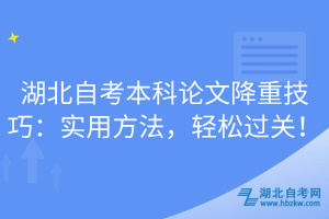 湖北自考本科論文降重技巧：實(shí)用方法，輕松過(guò)關(guān)！
