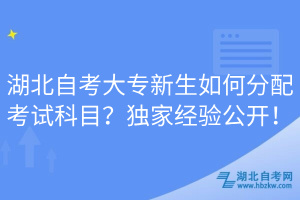 湖北自考大專新生如何分配考試科目？獨家經(jīng)驗公開！