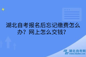 湖北自考報(bào)名后忘記繳費(fèi)怎么辦？網(wǎng)上怎么交錢？