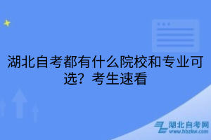 湖北自考都有什么院校和專業(yè)可選？考生速看