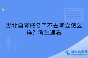 湖北自考報名了不去考會怎么樣？考生速看