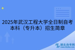 2025年武漢工程大學(xué)全日制自考本科（專升本）招生簡章