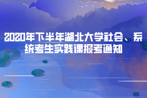 2020年下半年湖北大學(xué)社會(huì)、系統(tǒng)考生實(shí)踐課報(bào)考通知
