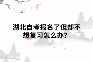 湖北自考報名了但卻不想復習怎么辦？