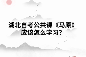 湖北自考公共課《馬原》應(yīng)該怎樣學(xué)習(xí)？