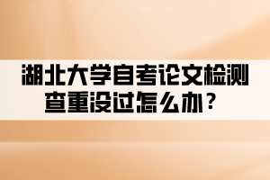湖北大學自考論文檢測查重沒過怎么辦？