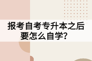 報(bào)考自考專(zhuān)升本之后要怎么自學(xué)？