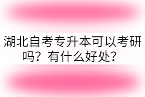 湖北自考專升本可以考研嗎？有什么好處？