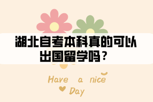 湖北自考本科真的可以出國留學(xué)嗎？