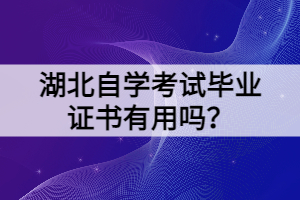 湖北自學(xué)考試畢業(yè)證書有用嗎？