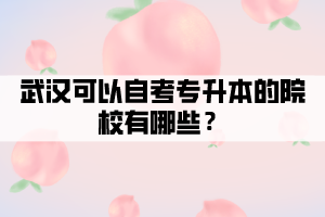 武漢可以自考專升本的院校有哪些？
