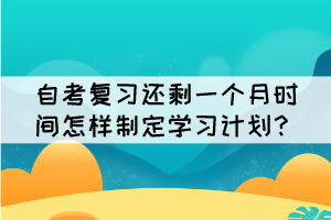自考復(fù)習(xí)還剩一個月時間怎樣制定學(xué)習(xí)計劃？