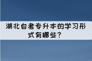 湖北自考專升本的學(xué)習(xí)形式有哪些？