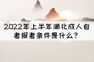 2022年上半年湖北成人自考報考條件是什么？