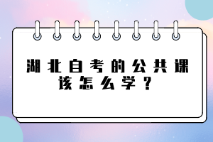 湖北自考的公共課該怎么學(xué)？