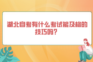湖北自考有什么考試能及格的技巧嗎？
