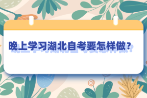 晚上學(xué)習(xí)湖北自考要怎樣做？