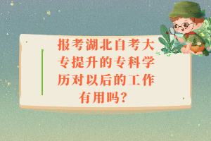報(bào)考湖北自考大專提升的?？茖W(xué)歷對以后的工作有用嗎？