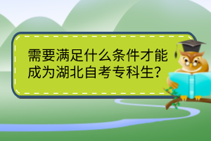 需要滿足什么條件才能成為湖北自考?？粕?？